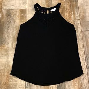 Market & Spruce Black Tank with Lace Detail Size Small